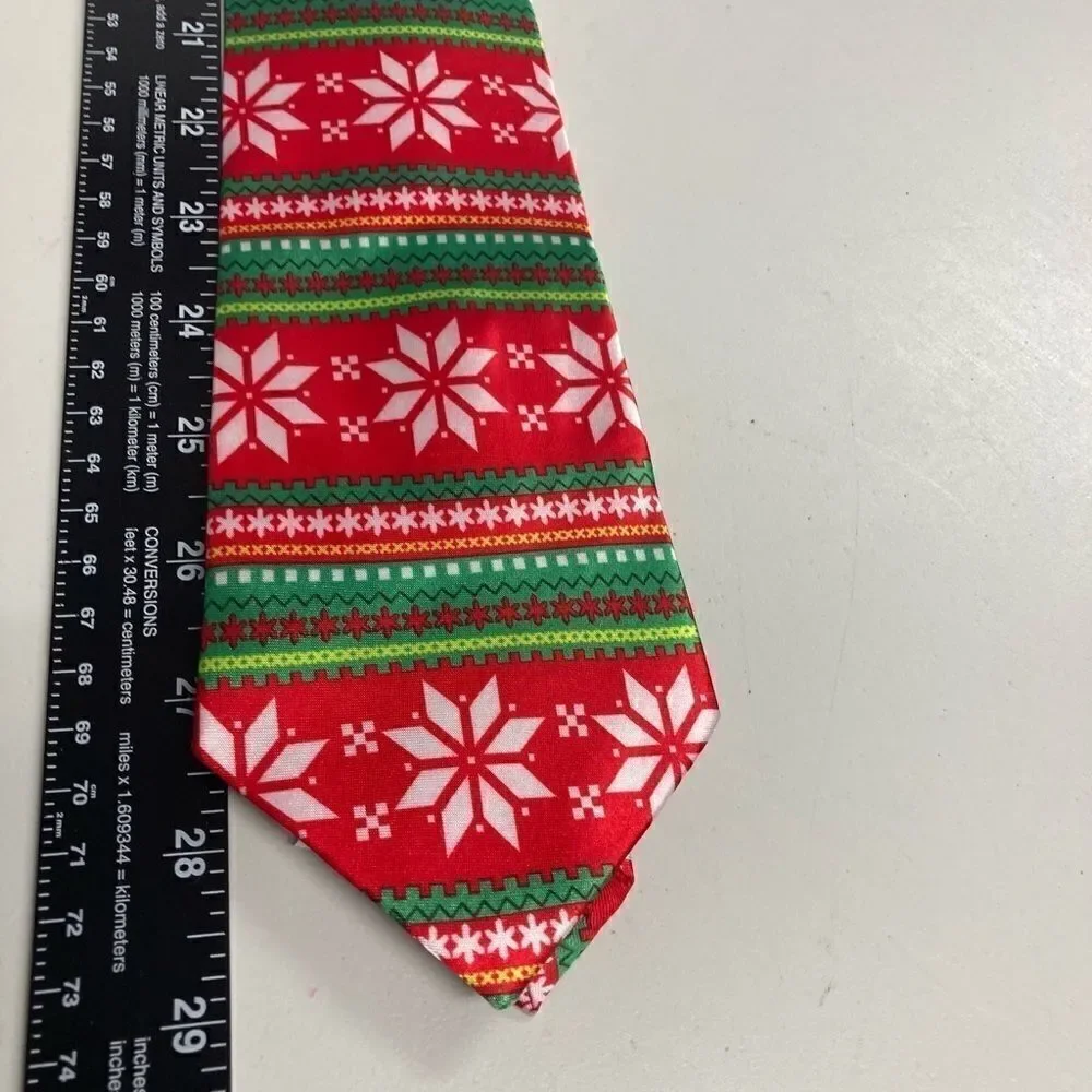 AMSCAN,INC., CHRISTMAS TIE, Ribbon&Snowflakes, 58X3.5, red, white, green‎